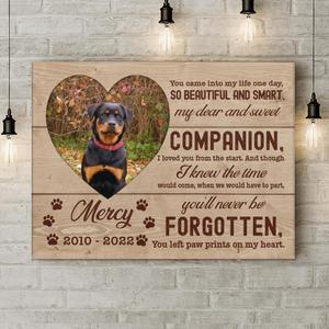 Personalized Custom Photo Pet Loss Canvas - Memorial Gift Idea For Pet Lover - Paw Prints On My Heart Geniue Stockist Cheap Online