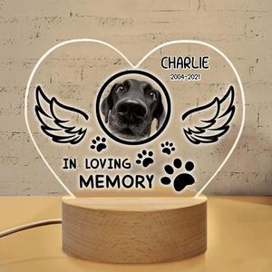 Custom Personalized Pet Memorial Heart Acrylic Photo Panel with Light Base - Memorial Gift Idea For Pet Lover - In Loving Memory Factory Outlet For Sale