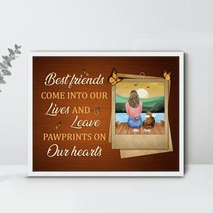 Custom Personalized Pet Memorial Poster - Adult/ Couple With Upto 4 Pets - Memorial Gift Idea For Dog/ Cat Lover - Best Friends Come Into Our Lives And Leave Pawprints On Our Hearts Footlocker Finishline Sale Online