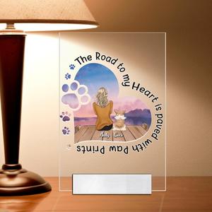 Custom Personalized Pet Mom Acrylic Plaque - Gift Idea For Dog/ Cat Lover - Man/ Woman Upto 5 Pets - The Road To My Heart Is Paved With Pawprints Buy Cheap Browse