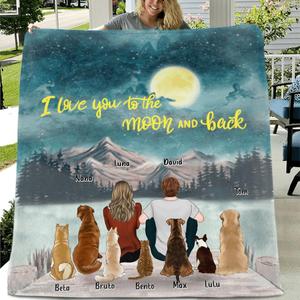 Custom Personalized Pet Dad Pet Mom Quilt/Fleece Blanket - Up to 7 Pets - I Love You To The Moon and Back Cheap 100% Original