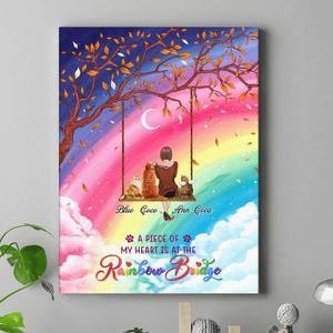 Custom Personalized Pet Mom Canvas - Memorial Gift For Dog/ Cat Lover - A Piece Of My Heart Is At The Rainbow Bridge Clearance Online Amazon