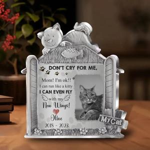 Custom Personalized Cat Memorial Acrylic Plaque - Upload Photo - Memorial Gift Idea For Christmas/ Cat Owner - Don't Cry For Me Mom I'm Ok Clearance Amazing Pice