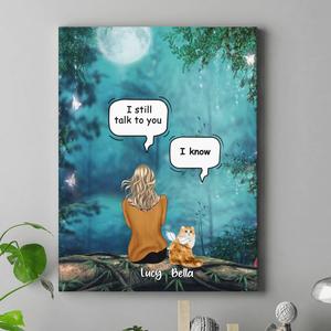 Custom Personalized Cat Memorial Canvas - Upto 5 Cats - Best Gift For Cat Lover - I Still Talk To You Cheap Sale 100% Authentic