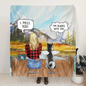 Personalized Cat Dog Memorial, Mother's Day Gift For Dog Mom - Mom & Upto 5 Pets Memorial Quilt/Fleece Blanket - I Miss You Cheap 100% Authentic