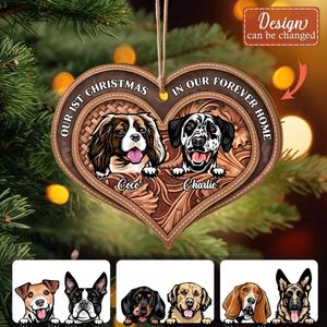 Custom Personalized Christmas Pet Wooden Ornament - Christmas Gift Idea For Dogs/ Cat Lover - Upto 3 Dog, Cats - Our 1st Christmas In Our Forever Home Cost Cheap Pice