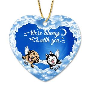 Custom Personalized Cloud Dog Memorial Heart Ornament - Gift For Christmas, Dog Lovers - We're Always With You Shop Offer For Sale