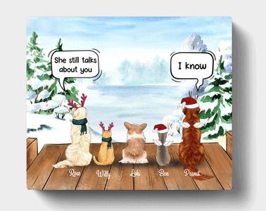 Custom Personalized Dog Memorial Horizontal Canvas - Upto 5 Dogs - Best Gift For Dog Lover Clearance Recommend