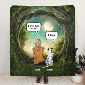 Custom Personalized Dog Memorial Pillow Cover & Quilt/ Fleece Blanket  - Upto 5 Pets - Best Gift For Dog Lover - I Still Talk To You For Sale Online