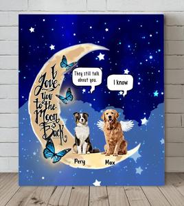 Custom Personalized Dog Memorial Canvas - Upto 5 Dogs - Memorial Gift For Dog Lover - I Love You To The Moon & Back Clearance Shop