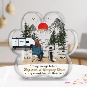 Custom Personalized Dog Mom Acrylic Plaque - Upto 4 Dogs - Mother's Day Gift Idea Dog/Camping Lovers - Tough Enough To Be A Dog Mom And Camping Queen Crazy Enough To Rock Them Both Cheap Shop