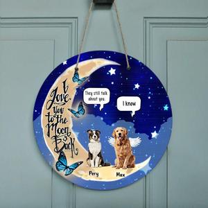 Custom Personalized Dog Memorial Door Sign - Upto 5 Dogs - Memorial Gift For Dog Lover - I Love You To The Moon & Back Sale Explore