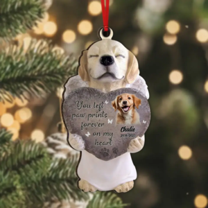 Custom Personalized Dog Memorial Wooden Ornament - You Left Paw Prints Forever On My Heart - Upload Dog Photo - Memorial Gift Idea For Christmas/ Dog Owner Free Shipping Reliable