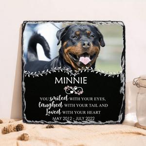 Custom Personalized Memorial Photo Square Lithograph - Memorial Gift Idea For Pet Lovers - You Smiled With Your Eyes Laughed With Your Tail And Loved With Your Heart Discount Choice