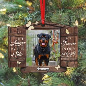 Custom Personalized Memorial Photo Wooden Ornament - Memorial Gift Idea For Pet Owner - No Longer By Our Side But Forever In Our Hearts Cheap Sale 2025 Newest