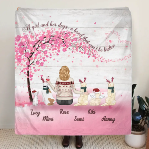 Personalized Dog Mom/Dad Quilt/Single Layer Fleece Blanket - Mom/Dad With Up To 5 Dogs - Gift Idea For Dog Lovers - A Girl And Her Dogs, A Bond That Can't Be Broken Reliable Cheap Online