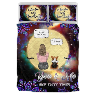 Personalized Dog Mom Quilt Bed Sets - Upto 4 Dogs -Gift Idea For Dog Owners/Lovers - I Love You To The Moon & Back Cheap Sale Online Online