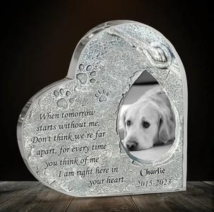 Personalized Dog Memorial Crystal Heart - Gift Idea For Dog Owner - Upload Dog Photo Discount Outlet Store