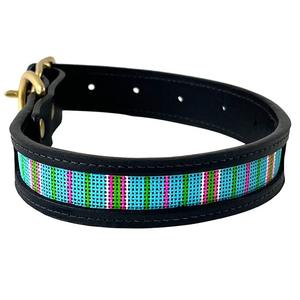Leather Self Finishing Dog Collar - Vintage Stripe Online Online Original