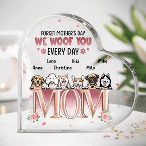 Custom Personalized Dog Crystal Heart - Upto 6 Dogs - Gift Idea For Mother's Day -  Forget Mother's Day We Woof You Every Day Low Pice Fee Shipping