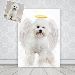 Pet Loss Memorial Portrait with Angel Wings and Halo Deceased Pet Watercolor Painting from Photo Real For Sale