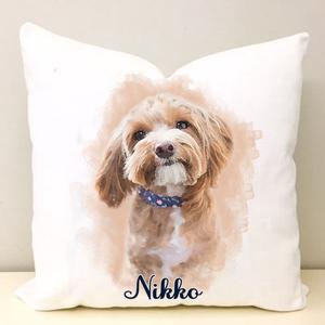 Personalized Watercolor Pet Dog Cat Portrait Pillow, Pet Photo Pillow Buy Cheap Newest