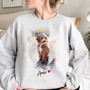 Pet Loss Memorial with Angel Wings and Halo Deceased Pet Personalized Sweatshirt Safe Shopping Cheap Online