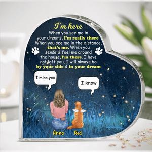 Custom Personalized Memorial Dog Mom Heart-Shaped Acrylic Plaque - Upto 4 Dogs - Gift Idea For Dog Lover - I'm Here Free Shipping Get Authentic