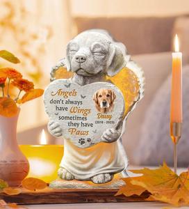 Custom Personalized Memorial Dog Acrylic Plaque - Upload Photo - Memorial Gift Idea For Mother's Day/ Dog Lover - Angels Don't Always Have Wings Sometimes They Have Paws Free Shipping View
