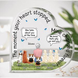 Custom Personalized Memorial Dog Heart-Shaped Plaque - Woman With 7 Dogs - Memorial Gift For Dog Lover Outlet Recommend