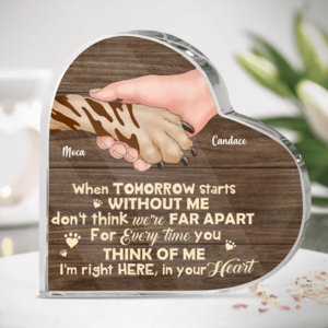 Custom Personalized Memorial Dog Crystal Heart - Memorial Gift Idea for Dog Owners - When Tomorrow Starts Without Me For Sale Online
