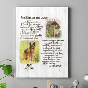 Custom Personalized Memorial Dog Canvas - Upload Photo - Memorial Gift For Dog Lover - Waiting At The Door Factory Outlet Cheap Online