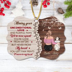 Custom Personalized Memorial Dog Mom Rectangle Wooden Ornament - Memorial Gift Idea For Dog Lovers/Owners - Upto 3 Dogs - You Left Paw Prints Forever In My Heart Sale Cost