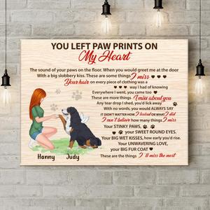 Custom Personalized Memorial Dog Canvas - Memorial Passing Gift For Dog Lover - You Left Paw Prints On My Heart Free Shipping Shop