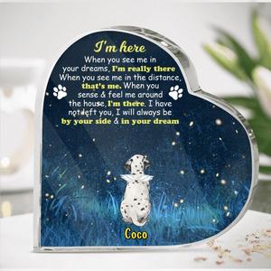 Custom Personalized Memorial Dog Heart-Shaped Acrylic Plaque - Gift Idea For Dog Lover - I'm Here Cheap Get Authentic