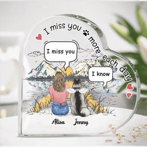 Custom Personalized Memorial Dog Heart-Shaped Acrylic Plaque - Up To 5 Dogs - Gift Idea For Dog Lovers - I Miss You More Each Day Big Discount Cheap Pice
