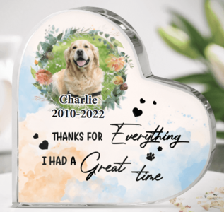 Custom Personalized Memorial Dog Heart-Shaped Acrylic Plaque - Gift Idea For Dog Lover - Thanks For Everything Inexpensive For Sale