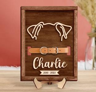 Custom Personalized Memorial Dog Ears 2 Layered Wooden Art - Memorial Gift Idea For Dog Lover With Mastercard Online