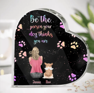 Custom Personalized Dog Mom Crystal Heart - Upto 5 Dogs - Gift Idea For Dog Lovers - Be The Person Your Dog Thinks You Are Outlet Countdown Package