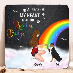 Custom Personalized Dog Mom Lithograph - Memorial Gift Idea for Dog Owners/Mother's Day - A Piece Of My Heart Is At The Rainbow Bridge Limited Edition