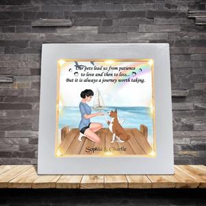 Custom Personalized Dog Mom Frame With Led - Memorial Gift For Dog Mom/ Dog Lover - Our Pets Lead Us From Patience To Love And Then To Loss Clearance Inexpensive