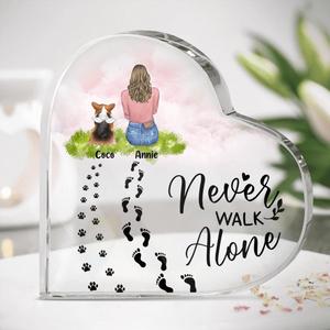 Custom Personalized Dog Mom Crystal Heart - Memorial Gift Idea For Dog Lover with up to 3 Dogs - Never Walk Alone Best Sale For Sale