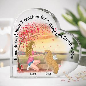 Custom Personalized Dog Mom Crystal Heart - Gift Idea For Dog Lovers - In My Darkest Hour I Reached For A Hand And Found A Paw Clearance 100% Original