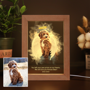 Watercolor Memorial Pet Photo Frame Lamp, Gifts for Pets, Cat Dog Loss Gift, Custom Pet Photo Websites Cheap Pice