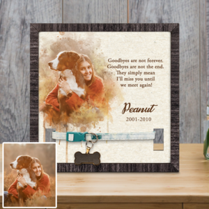 Watercolor Family Photo with Pet Collar Frame, Personalized Loss of Dog, Cat Loss Gifts, Pet Collar Holder, Bereavement Gifts For Sale For Sale