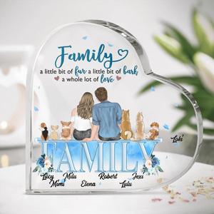 Custom Personalized Couple With Dogs Crystal Heart - Gift Idea For Couple/Dog Lovers - Upto 6 Dogs - Family A Little Bit Of Fur A Little Bit Of Bark A Whole Lot Of Love Looking For