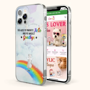 Custom Personalized Memorial Pets At Rainbow Bridge Phone Case - Upto 5 Pets - Memorial Gift For Dog Lovers/Cat Lovers - You Were My Favorite HelloAnd My Hardest Goodbye - For iPhone And Samsung Phon Recommend For Sale