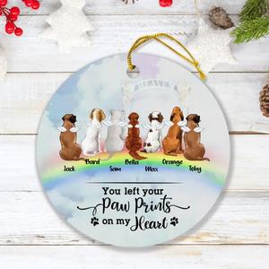 Custom Personalized Memorial Pets Ornament -  Upto 7 Pets - Memorial Gift For Dog Lovers/Cat Lovers - You Left Your Paw Prints On My Heart - AXSIO5 Free Shipping Online