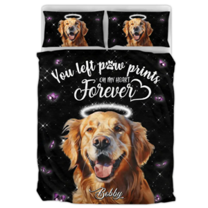 Custom Personalized Memorial Pet Quilt Bed Set - Custom Pet Portrait - Memorial Gift Idea For Dog/Cat Lover - You Left Paw Prints On My Heart Forever Outlet Locations