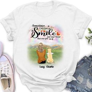 Custom Personalized Memorial Pet Shirt - Upto 4 Pets - Memorial Gift Idea For Mom/Dad/Dog/Cat Lover - Sometimes I Just Look Up, Smile And Say I Know That Was You Tumblr